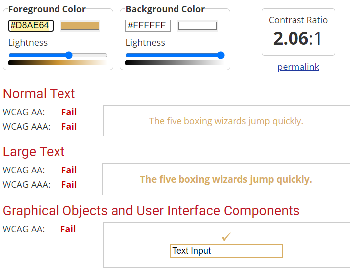 Contrast check failures