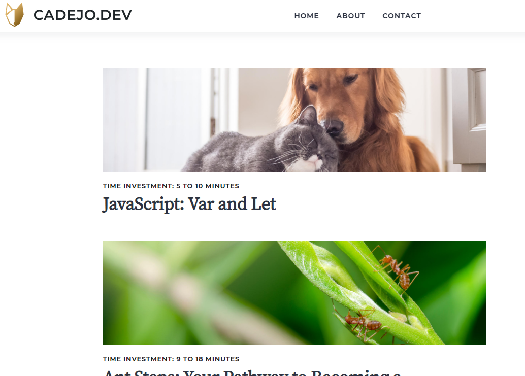 The homepage of Cadejo.Dev